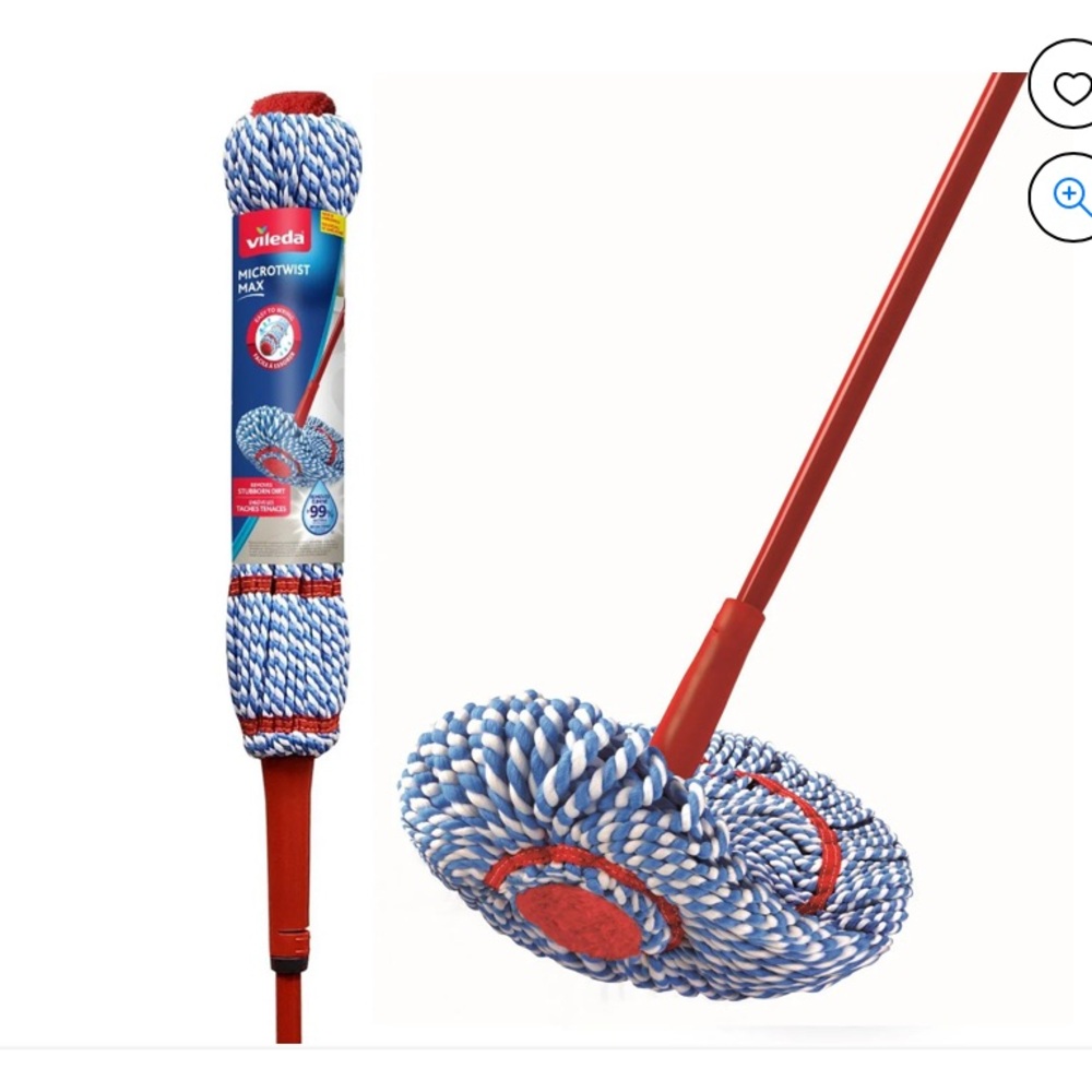 2x Vileda MicroTwist MAX Mop 18-inch Microfibre Mop Head, Self-Wringing Mop